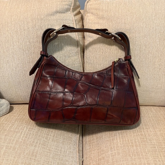 Dooney & Bourke Burgundy Croc-Embossed Hobo Bag - Picture 4 of 11